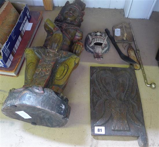 Bali carved and painted figure and other items (7)